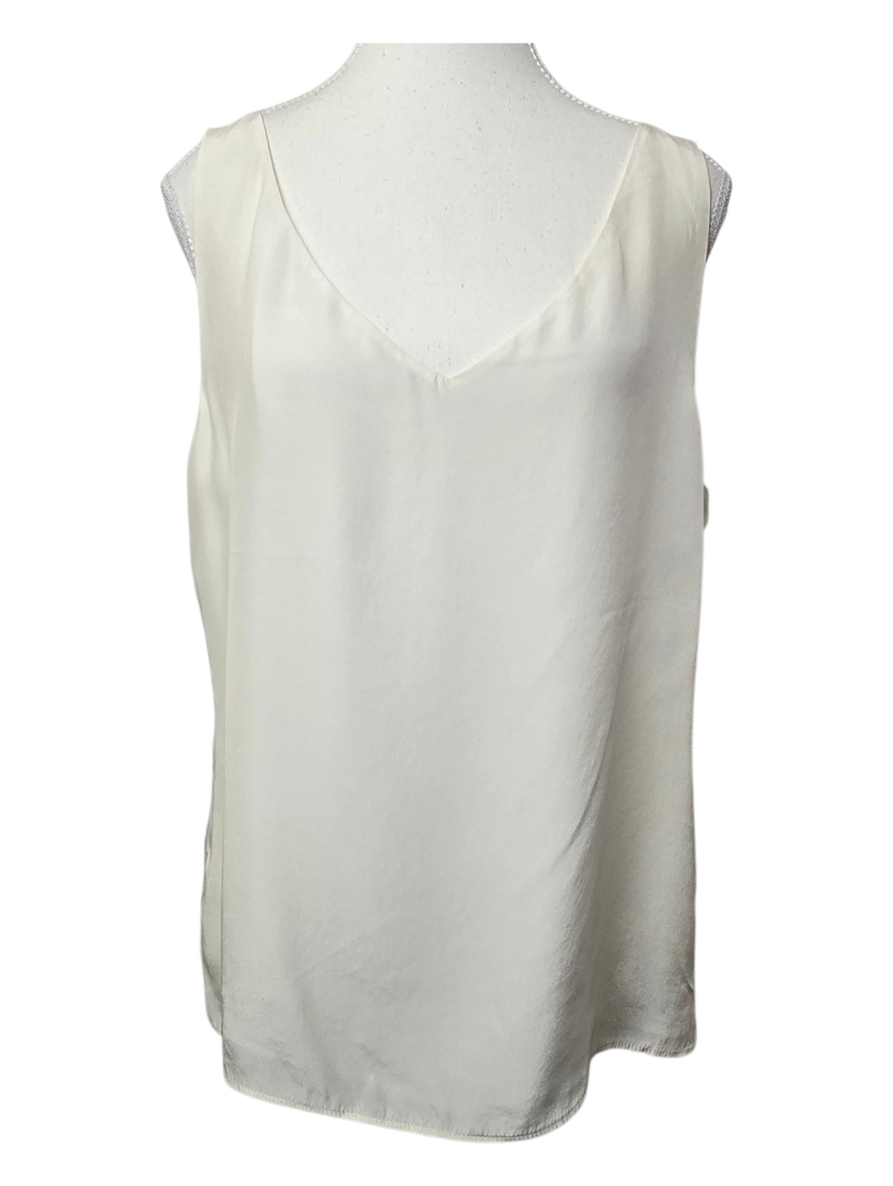 Lafayette 148 New York Silk Blouse Sz 12 | Cream V-Neck Sleeveless Top Lined |
